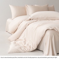 Ensemble de literie 4 pièces en fibre de bambou, antibactérien, couleur unie, housse de couette de luxe, ensemble de draps, taies d'oreiller, ensemble de literie