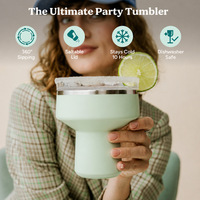 Gobelet Margarita 16oz Prêt à Expédier - Verre à Cocktail Isotherme avec Couvercle Anti-éclaboussures pour Daiquiri, Gobelet à Cocktail