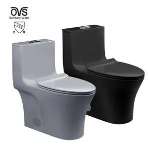 Роскошная Современная санитарная посуда для ванной комнаты OVS Cupc, керамический туалетный столик, унитаз серого и черного цвета, цельный туалет