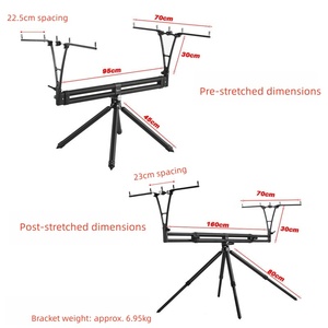 Soporte para Cañas de Pescar Totalmente Metálico, Telescópico y Plegable, con <span class=keywords><strong>4</strong></span> Soportes para Cañas, Altura Ajustable de 160 cm, 270 °   Soporte para Cañas de Pescar de Carpa con Ángulo Amplio de 155 Grados - Product Image 4