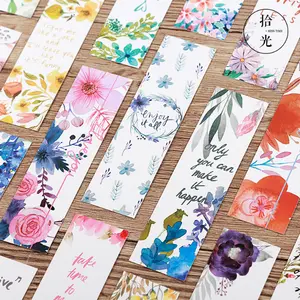 30 pçs/caixa Kawaii Os Melhores Desejos Poetic flor em caixa de papel Fabricante de Papel Página Bookmarks Bookmarks Novidade para Livro de Leitura