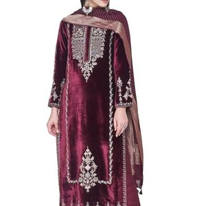 Elegante largo Kameez bordado mano Zardozi trabajo moda gasa pantalón encaje botón lentejuelas Natural lavable diario fiesta desgaste - Product Image 1