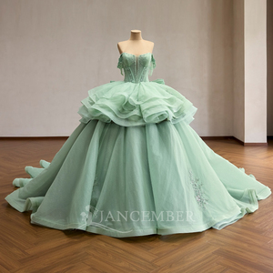 ชุดเดรสงาน Quinceanera สีเขียวรุ่น Rsm261082 ประดับคริสตัล คอรูปหัวใจ สายรัดด้านหลัง พร้อมกระโปรงแบบถอดได้ สำหรับงานวันเกิดครบรอบ 15 ปี Jancember - Product Image 2
