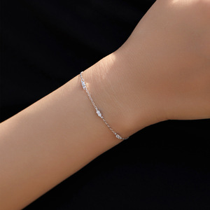 S925 Silver Minimalist Chain <b>Bracelet</b> With Zircon Inlay Claw Everyday Wear Jewelry Dainty Cubic Zirconia Silver Station <b>Bracelet</b> - Product Image 3