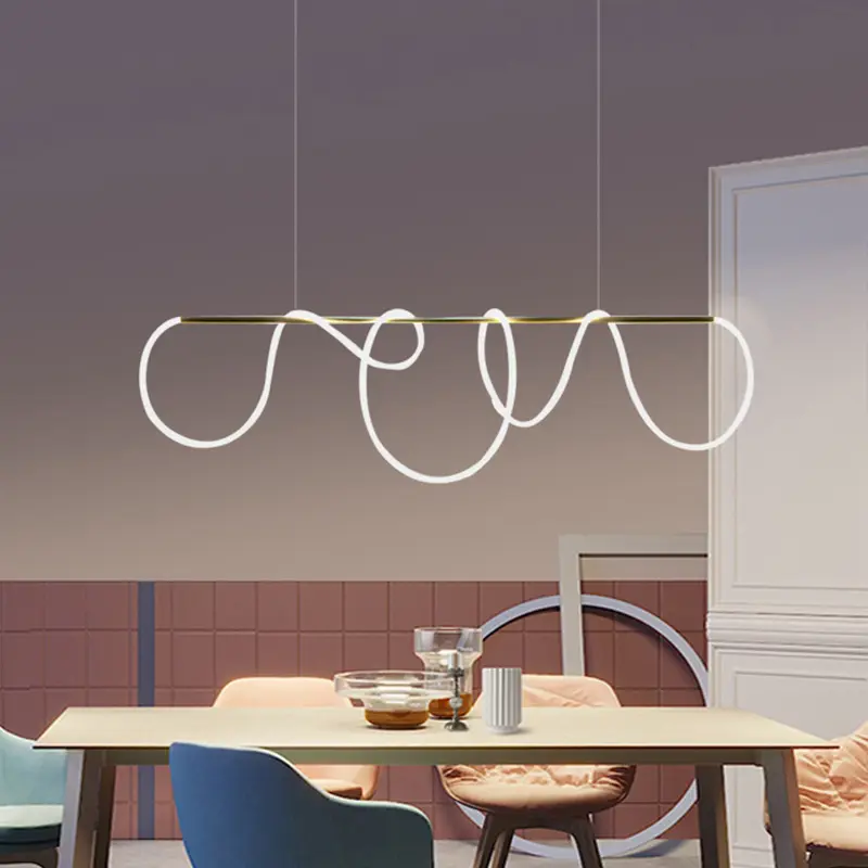 Zhongshan Restaurant Art Acrylic Flexible Tube Led Decorative Pendant Lighting Luxury Lamps Modern Rope Chandelier