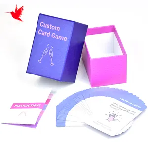 Jogo de serviço de impressão personalizado do fabricante de cartões de jogos para bebidas para festas para adultos com caixa para jogar