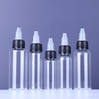 Bouteille en plastique transparente avec bouchon à vis, en PET, avec pointe extrudée pour colle liquide en gel, écologique, pour cosmétiques, huile capillaire, PCR