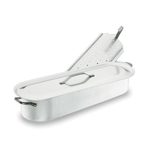 Pentola per pesce in alluminio con coperchio e griglia per cottura a vapore, vaporiera a 2 livelli per fornelli a gas e a induzione - Product Image 1