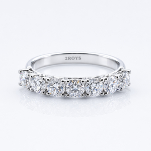 Bague demi-<span class=keywords><strong>éternité</strong></span> Madonna à sept pierres en argent 925 avec moissanite ronde, empilable <span class=keywords><strong>pour</strong></span> anniversaire - Product Image 1