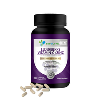 Kapsul Antioksidan Black Elderberry Vegan Halal Alami 1000mg Label Pribadi OEM Suplemen Diet Dewasa Vitamin C Imunitas 120