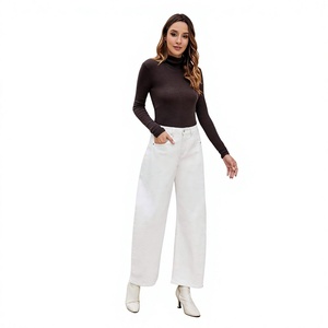 En gros, Pantalon décontracté taille haute classique à poches, Pantalon à jambe large, Jean pour femme, Jean baggy, Pantalon cargo, Jean femme - Product Image 1