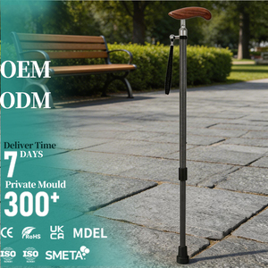 Bastón de Fibra de Carbono con Mango de Madera, Ajustable en Altura, <span class=keywords><strong>Extensible</strong></span>, para Personas Mayores, Discapacitadas y Rehabilitación en el Hogar, Soporta hasta 220 Libras - Product Image 1