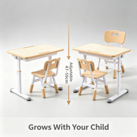 Ensemble chaise et bureau d'apprentissage pour enfants, table d'étude multicolore en imitation bois avec pieds antidérapants, mobilier pour enfants sûr et non toxique