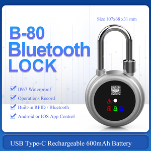Cerradura Inteligente B80 con BLE 5.0, Desbloqueo RFID, Almacenamiento en la Nube, Impermeable IP67, Compatible con Puertas de Vidrio, Desbloqueo por iCloud, Aleación de Aluminio - Product Image 6