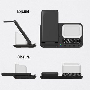 Nuevo reloj despertador Digital de escritorio con luz nocturna plegable 5 en 1 estación de cargador inalámbrico para Samsung <span class=keywords><strong>Iphone</strong></span> Phone <span class=keywords><strong>Airpods</strong></span> Watch <span class=keywords><strong>3</strong></span> <span class=keywords><strong>6</strong></span> In - Product Image 5