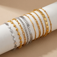 Bracelets empilables HOVANCI pour femmes, plaqués or, en acier inoxydable, avec perles, ensemble de bijoux