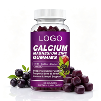 Gummies sans stévia ajoutée, sucrées au fruit du moine, érythritol, sirop de maïs, faibles en sucre, enrichies en calcium, magnésium et zinc