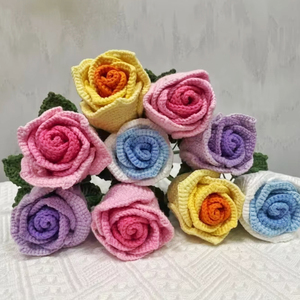 Tejido <span class=keywords><strong>de</strong></span> <span class=keywords><strong>lana</strong></span> hecho <span class=keywords><strong>a</strong></span> mano, pequeñ<span class=keywords><strong>a</strong></span> Rosa tailandesa, <span class=keywords><strong>flores</strong></span> <span class=keywords><strong>de</strong></span> simulación <span class=keywords><strong>de</strong></span> <span class=keywords><strong>ganchillo</strong></span>, tallos, regalo festivo para graduación, cumpleaños, Pascua, Halloween - Product Image 3