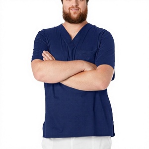 Uniforme Médico para Hombre, Cuello en V, Color Azul Marino, Ecológico, con Protección Contra Agujas, Mezcla de Algodón y Poliéster, Tejido de Punto, para Uso Hospitalario, Marca AF Fashion - Product Image 3