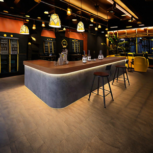 <span class=keywords><strong>Bancone</strong></span> <span class=keywords><strong>Bar</strong></span> Industriale in Legno Grigio per <span class=keywords><strong>Bar</strong></span> di Tè al Latte/Caffè/Vino, Scrivania Cassa per 2-3 Persone, Marca Yimutang - Product Image 3