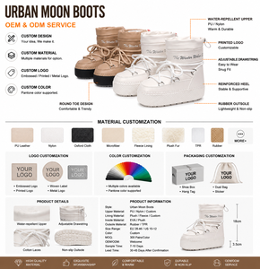 Bottes d'hiver décontractées à logo personnalisé, style tendance Space <span class=keywords><strong>Moon</strong></span>, <span class=keywords><strong>avec</strong></span> col ajustable, tige en cuir PU, doublure thermique pour temps froid - Product Image 5