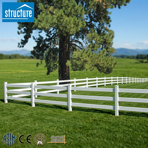 Panneau de clôture en PVC robuste sur mesure pour bétail, <span class=keywords><strong>vaches</strong></span>, moutons, chevaux, avec 3 rails, à enfoncer dans le sol - Product Image 1