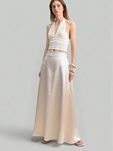 Jupe longue droite ample en satin, style européen et américain, collection automne 2026, vêtements pour femmes - Product Image 3