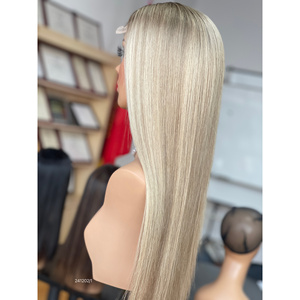 Cabello Virgen de Alta Calidad 5*5 HD para Peluca, Encaje Transparente, Color con Mechas, Raíz Negra, Liso, Personalizable para Mujeres - Product Image 6