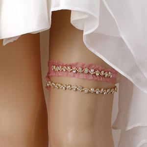 Jarretelles de <span class=keywords><strong>mariage</strong></span> en dentelle ornée de strass, accessoires de <span class=keywords><strong>mariage</strong></span> pour femmes, jarretelles pour jambe Sexy - Product Image 3