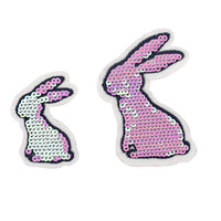 Tout nouveau coeur Sequin Patch fer sur broderie Chenille mignon lapin broderie Patch