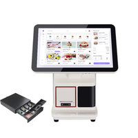 Mesin POS layar sentuh 15.6 inci sistem Android all in one pos terminal mesin kasir restoran dengan perangkat lunak pemindai printer