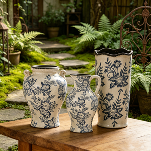 Vases à fleurs hydroponiques en <span class=keywords><strong>céramique</strong></span> bleue et blanche de style Qinghua, design artistique chinois Feng Shui vintage, décoration de mariage et de maison - Product Image 2