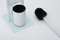 Offre Spéciale – Ensemble de Salle de Bain Moderne Écologique en Métal et Verre Blanc, Forme Carrée, Comprend un Porte-rouleau de Papier Toilette et une Brosse WC – Idéal pour Cuisine et Salle de Sport