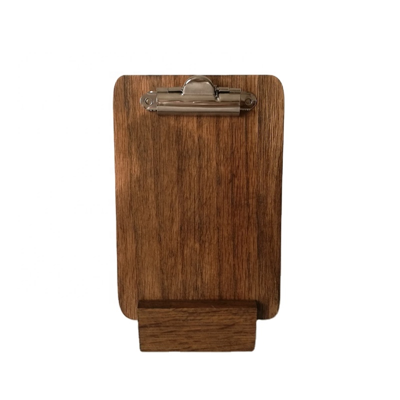 Деревянный держатель для меню малого размера под заказ, держатели для вывесок, подставка для проверки презентера с подставкой темно-коричневого цвета, оптовая продажа