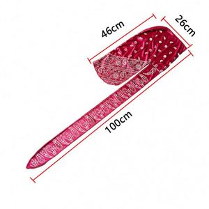 Durag en satin Paisley personnalisé avec logo pour hommes, soyeux, pour ondulations 360, queue extra longue, broderie 3D, turban de créateur Hip Hop - Product Image 4