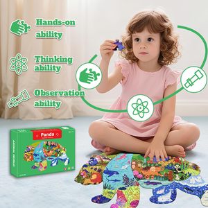 Puzzles d'animaux irréguliers pour enfants de 4 à 6 ans, 6 à 8 ans, 8 à 10 ans, 10 à 12 ans, puzzle panda 180 pièces, <span class=keywords><strong>jeu</strong></span> de puzzle éducatif pour le sol - Product Image 4