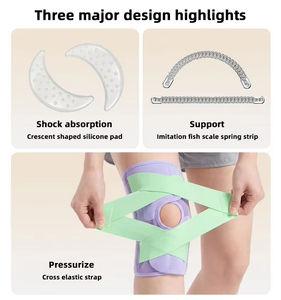 Genouillère stabilisatrice de rotule réglable avec sangles de compression croisée, support de genou à rotule ouverte pour la récupération sportive - Product Image 2