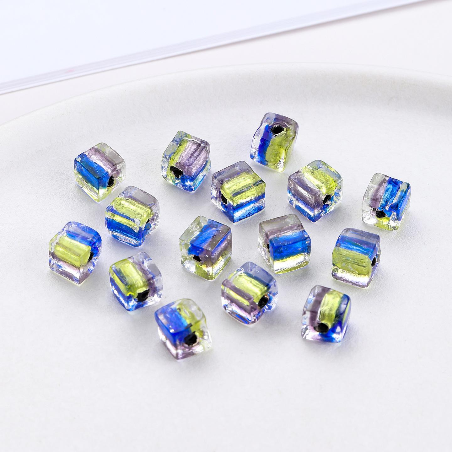 Royal blue, light green, purple