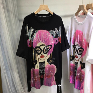 Camiseta de Verano Ecológica Personalizada, Holgada, con Cuello Redondo, Estampado a Cuadros, Blusa Oversize para Mujer - Product Image 2