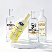 Bouteille en verre de luxe de 500 ml pour huiles d'olive extra vierges, bouteille en verre ronde transparente givrée de haute qualité de 16 oz pour huile de cuisson avec bec verseur