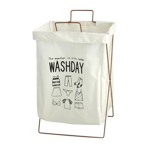 Panier à linge pliable grand format avec cadre en fer, sac de rangement imperméable pour vêtements sales, en tissu coton et lin - Product Image 5