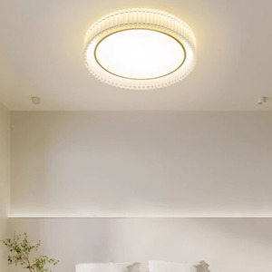 Nordic Modern Iron <b>Ceiling</b> <b>Light</b> for Bedroom Study Room Living Room Warm Romantic Art Design Pleated Shade Minimalist Style - Product Image 1