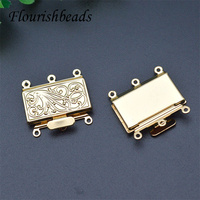 Connecteurs de bijoux rectangulaires en plaqué or 18K, haute qualité, Anti-décoloration, grande taille, fermoirs de boîte pour la fabrication de bracelets DIY