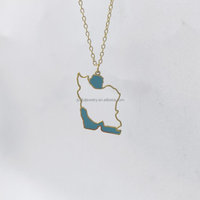 Collar con Colgante de Mapa de País y Océano Personalizado con Mapa de Irán y Diseño de Esmalte con Océano, una Serie de Joyería Nacional