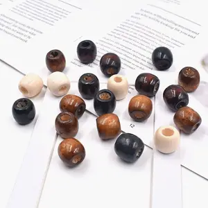 17mm with Large Hole Wooden Craft European Charms Beads for Hair Braid and Jewelry Making