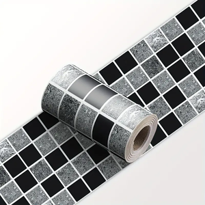Papel pintado de estilo mosaico borde rayado autoadhesivo rodapié embellecedor <span class=keywords><strong>vinilo</strong></span> borde decorativo embellecedor para Borde de pared decorativo - Product Image 1