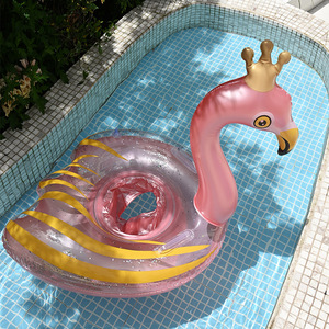 Bouée gonflable flamant rose avec paillettes pour enfants et adultes, jouet aquatique pour piscine - Product Image 2