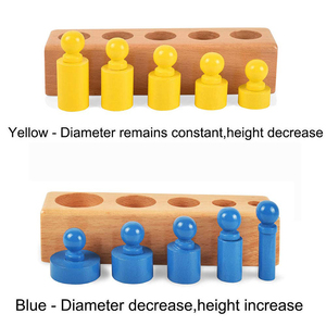 Jeu de blocs de cylindres à boutons en bois, jeu éducatif <span class=keywords><strong>color</strong></span>é d'enseignement pour enfants, jouet pour enfants - Product Image 3