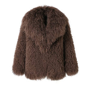 Manteau d'hiver en fourrure d'agneau mongol de longueur régulière pour femmes Veste fantaisie en fourrure d'agneau - Product Image 1