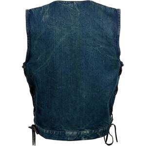 2025 cuero MDM3013 Chaleco de estilo Club 'Brute' para hombre azul denim cuello en V encaje lateral broche oculto con cremallera oculta - Product Image 4